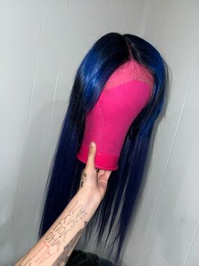 Blue Straight Lace Front Wig